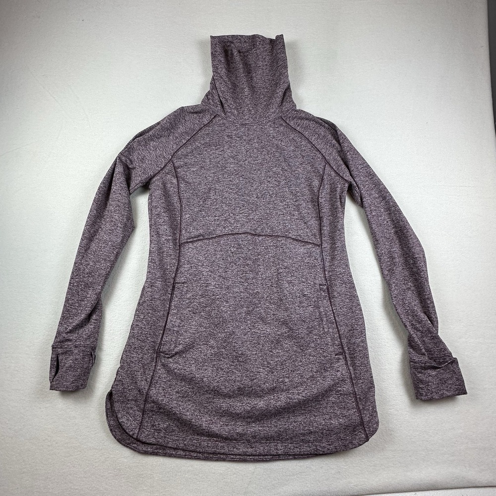 Duluth Trading Plushcious Funnel Neck Tunic Sweater Womens Small Purple Soft
